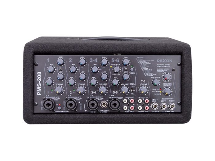 Zestaw nagłaśniający z mikrofonem bezprzewodowym Dexon - 4 x SPC-12 + PMS 208 + MBD 830 - obrazek 3