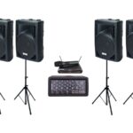 Zestaw nagłaśniający z mikrofonem bezprzewodowym Dexon - 4 x SPC-12 + PMS 208 + MBD 830